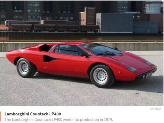 Lamborghini Countach LP 400 went in production 1974