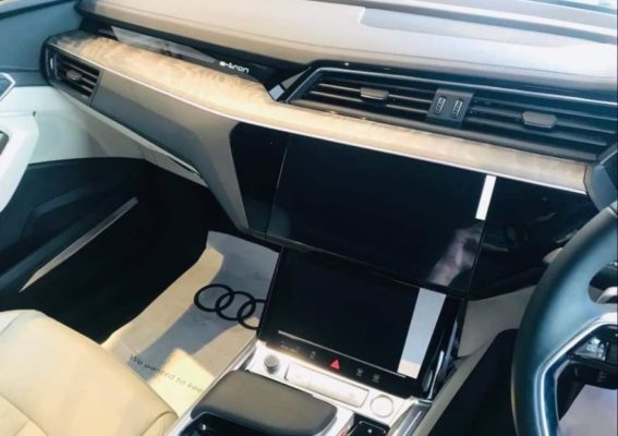 2020 All Electric Audi E-tron double infotainment screen View