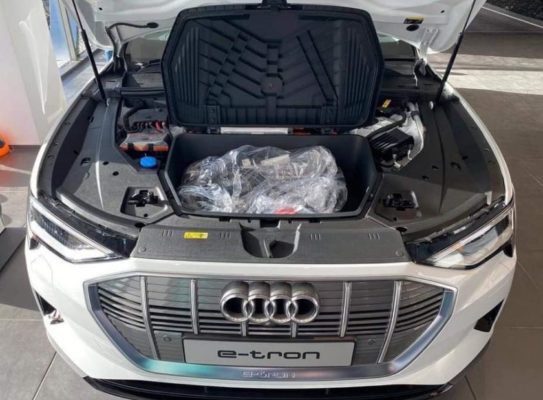 2020 All Electric Audi E-tron front batteries area view