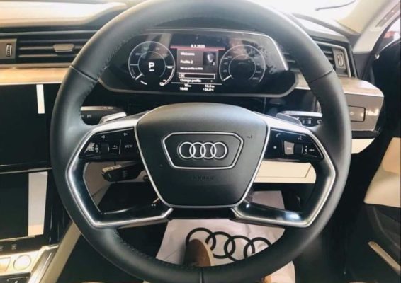 2020 All Electric Audi E-tron steering and information gauge