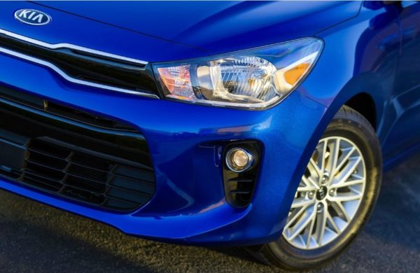 2020 KIA Rio Sedan front headlights & fog lights view