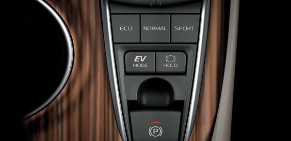 2020 Toyota Camry Hybrid brake hold and driving mode controls