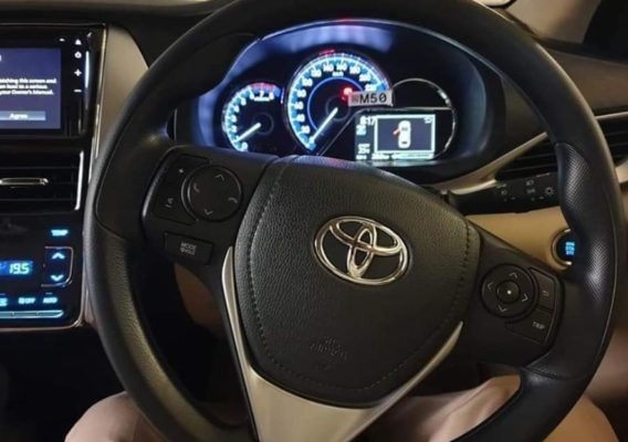 2020 Toyota Yaris information meters & steering view