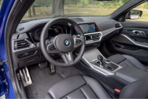 BMW M340i sedan 7th generation front interior cabin view