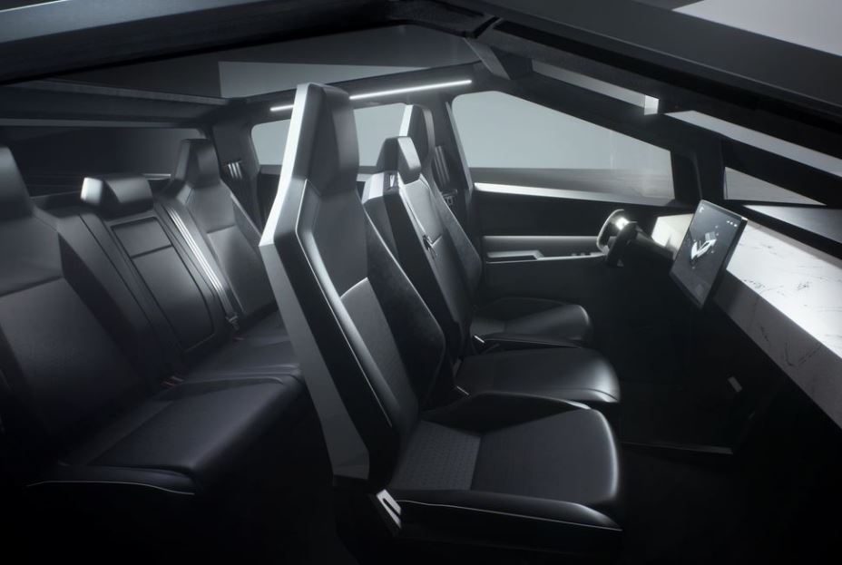 2021 Tesla Cyber Truck interior cabin view