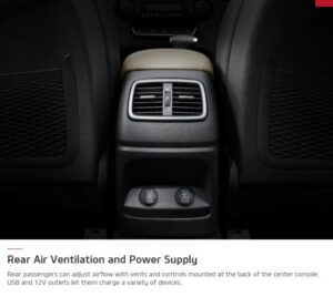 3rd generation KIA sorento Rear Air Ventilation and Power Supply