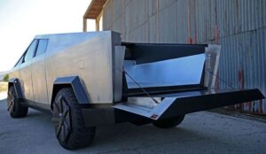 Tesla Cyber Truck Replica with Gasoline engine rear view with tail gate