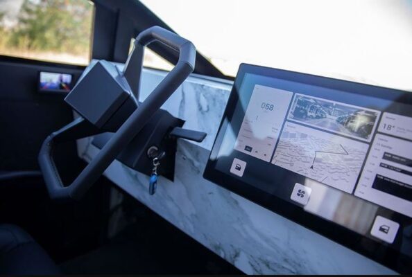 Tesla Cyber Truck Replica with Gasoline engine steering wheel and infotainment screen