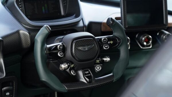 jaw dropping aston martin Victor Super Sport car based one 77 steering view