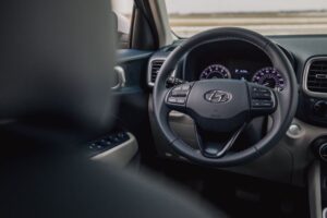 1st Generation Hyundai Venue steering wheel close view