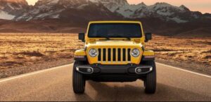 4th Generation Jeep Wrangler front view yellow
