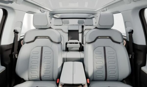 1st Generation Rivian R1S electric SUV Comfortable rear seats view