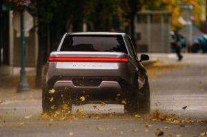1st Generation Rivian R1T electric pickup truck Rear view