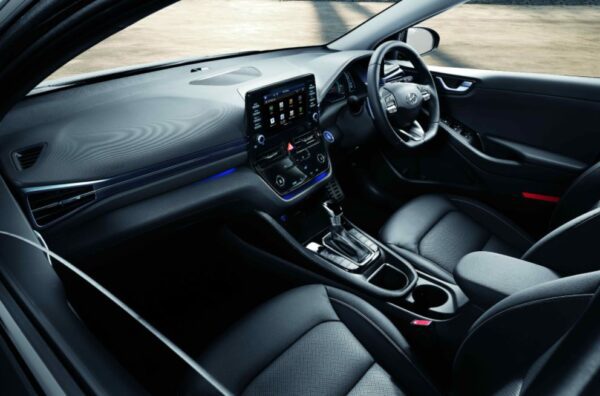 1st Generation Hyundai Ioniq Hybrid sedan front cabin interior view