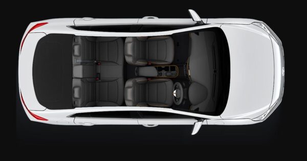 1st Generation Hyundai Ioniq Hybrid sedan upside interior view