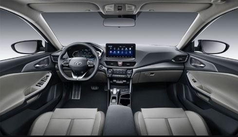 1st generation Hyundai Lafesta EV sedan front cabin interior view