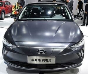 1st generation Hyundai Lafesta EV sedan front close view