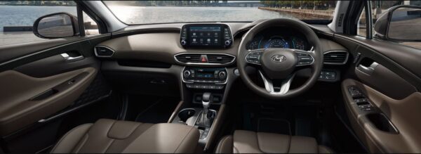 4th Generation Hyundai Santa Fe Luxury SUV front cabin interior view