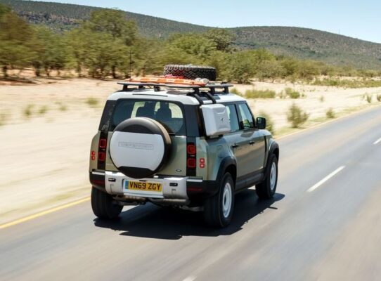 Latest generation Land Rover Defender SUV Rear view