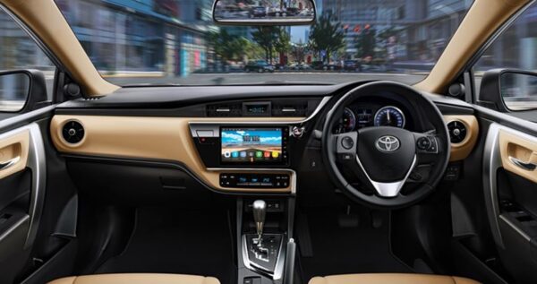 11th generation Toyota corolla Altis Grande sedan front cabin interior view
