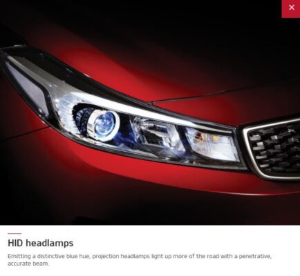 4th Generation Kia Cerato sedan Hid headlamps