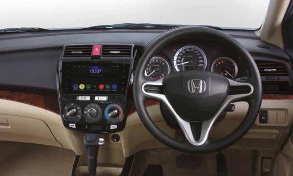 5th Generation Honda City Sedan steering wheel and infotainment screen view