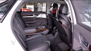 3rd generation facelift audi A8 L rear seats view grey