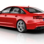 4th generation Audi A6 S6 sedan side and rear view beautiful red