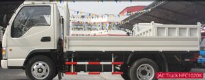 JAC HFC 1020k Medium Pickup truck flat bed side view