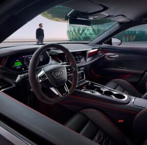 1st generation Audi E tron GT RS All Electric Sedan front cabin interior view
