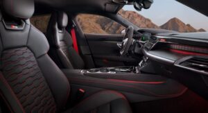 1st generation Audi E tron GT RS All Electric Sedan interior with red stitching