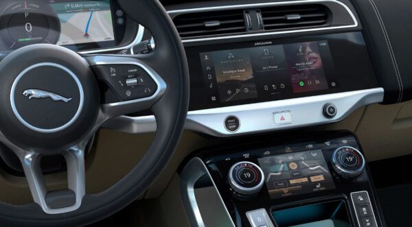 1st generation Jaguar i pace all Electric SUV infotainment screen view