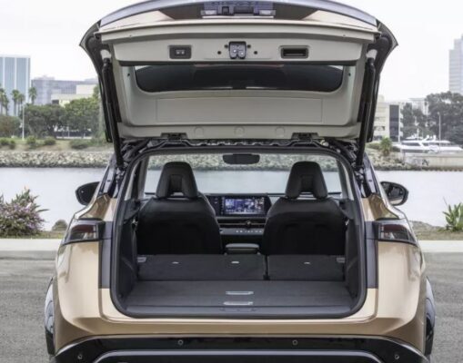 1st generation Nissan Ariya All Electric SUV luggage area view