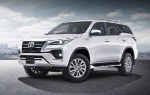 2nd generation facelifted toyota fortuner suv headlamps fog lamps and wheel view
