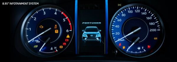 2nd generation facelifted toyota fortuner suv instrument cluster view