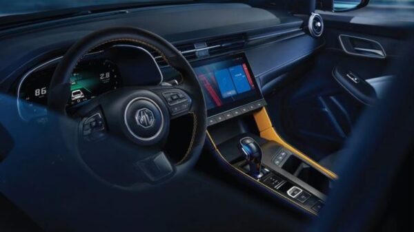 3rd generation mg6 pro sedan steering wheel and infotainment screen view