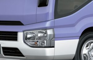 4th Generation Toyota Coaster front headlamp view