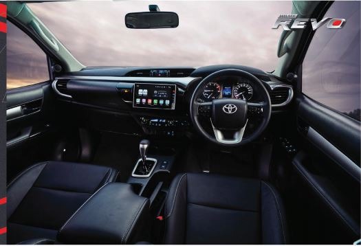 8th generation Toyota revo facelift front cabin interior view