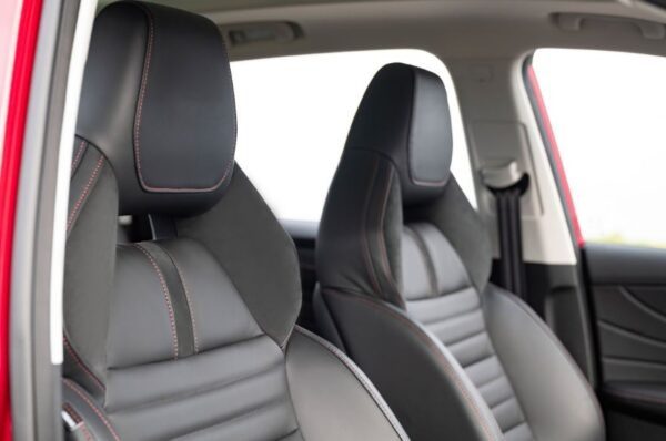 mghs PHEV SUV black leather seats with red stitching