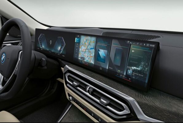 BMW i4 EV 1st generation sedan infotainment screen view