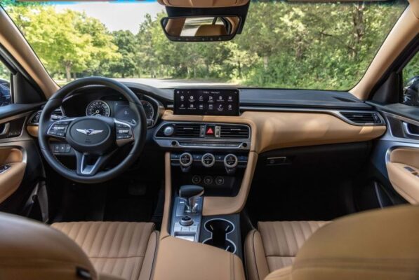 Genesis G70 Sedan 1st Generation facelift front cabin interior view