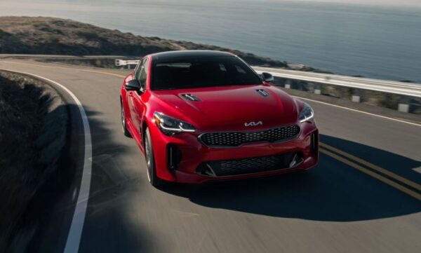 Kia stinger sedan Refreshed 1st generation red front view