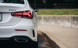 Mercedes Benz A Class 4th Generation sedan tail lamp and exhaust