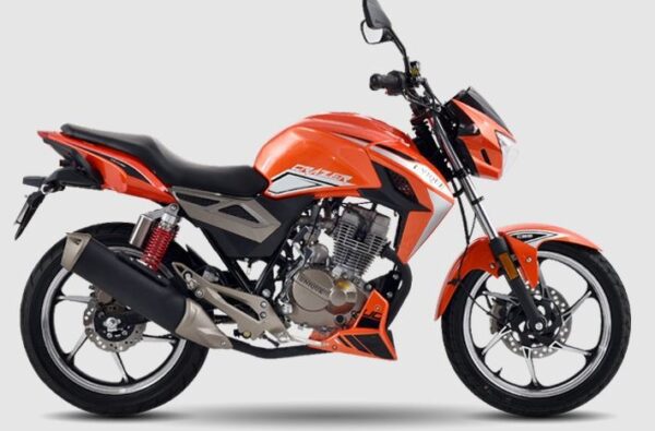 unique crazer 150cc motorcycle orange full side view