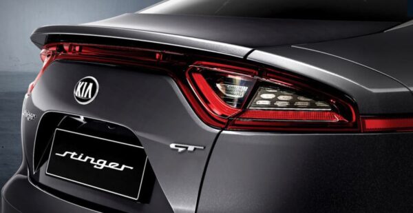 Kia stinger sedan 1st generation facelifted tail lights view
