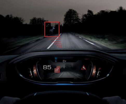 Peugeot 3008 SUV 2nd generation facelifted night vision view
