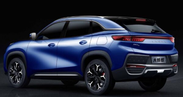 chery EQ5 Electric SUV 1st Generation blue side and rear view