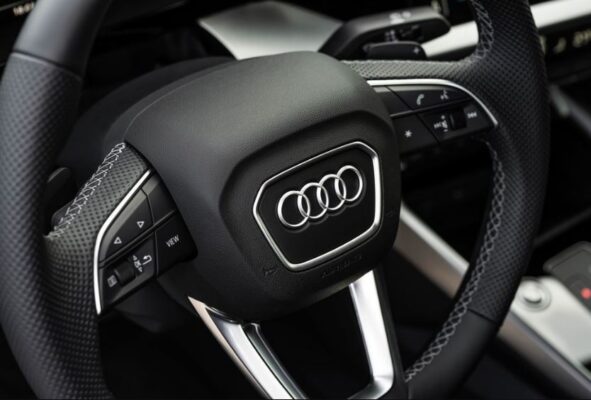 Audi A3 Sedan 4th Generation steering wheel close view