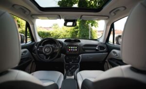Jeep Renegade SUV 1st Generation Facelifted front cabin interior view full