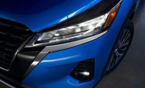 Nissan Kicks SUV 1st generation facelifted headlamp close view